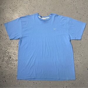 Vintage Y2K Nike Silver Tag Blank Embroidered Swoosh Shirt Baby Blue 2000s XXL